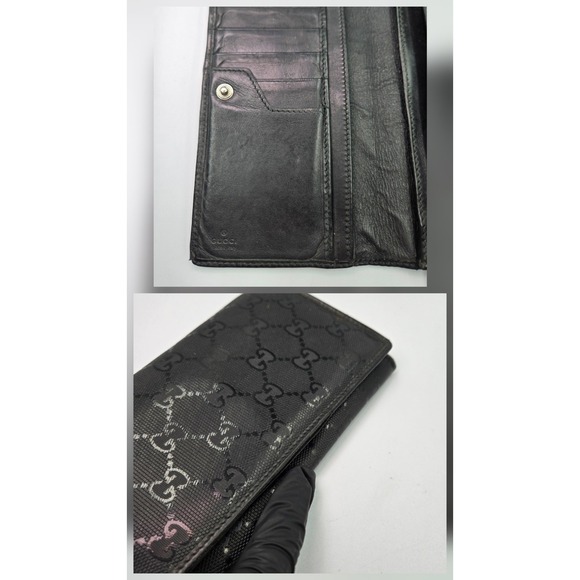 Gucci GG Imprime Long Wallet Monogram Coated Canvas Black Continental - Picture 12 of 12